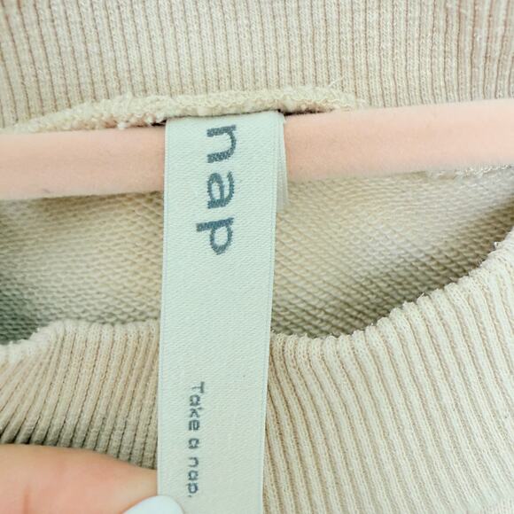 Nap Crew Neck Drawstring Waist Loungewear Oversized Sweatshirt Cream Size XL - Picture 4 of 7